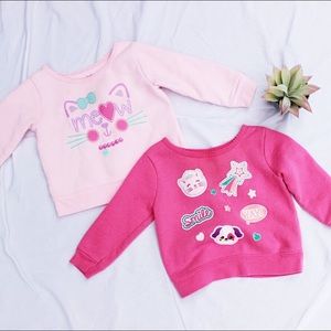 Pink Sweatshirt Bundle of 2 - Cats & Dogs Graphics